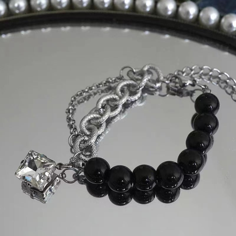 Women's & Men's & Wind Black Beaded Stitching Design Cool Popular Bracelets