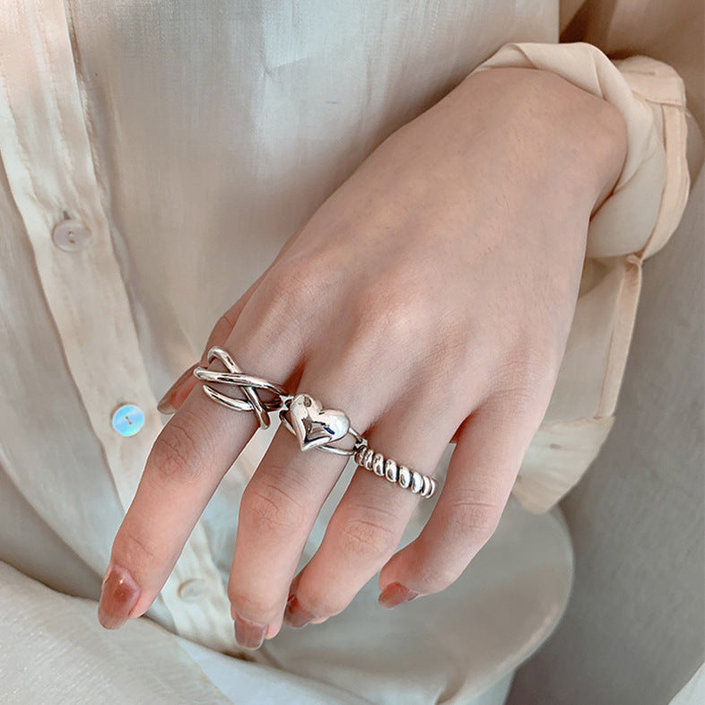 Clearance Vintage Creative Heart Hollow Butterfly Rings