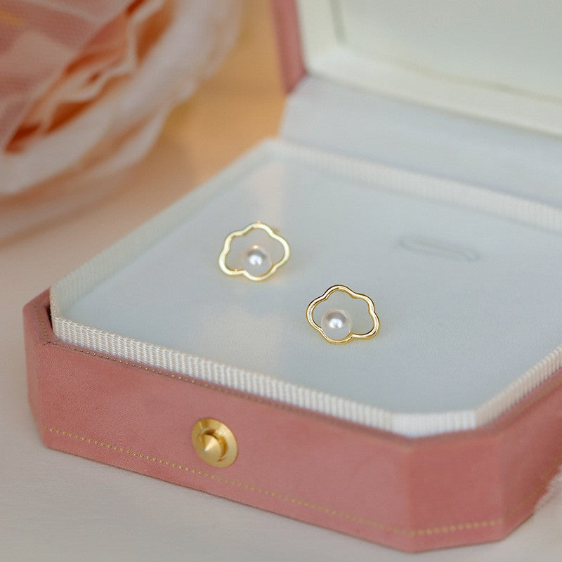 Gentle Temperamental Pearl High-grade Diamond Decorations Niche Stud Earrings
