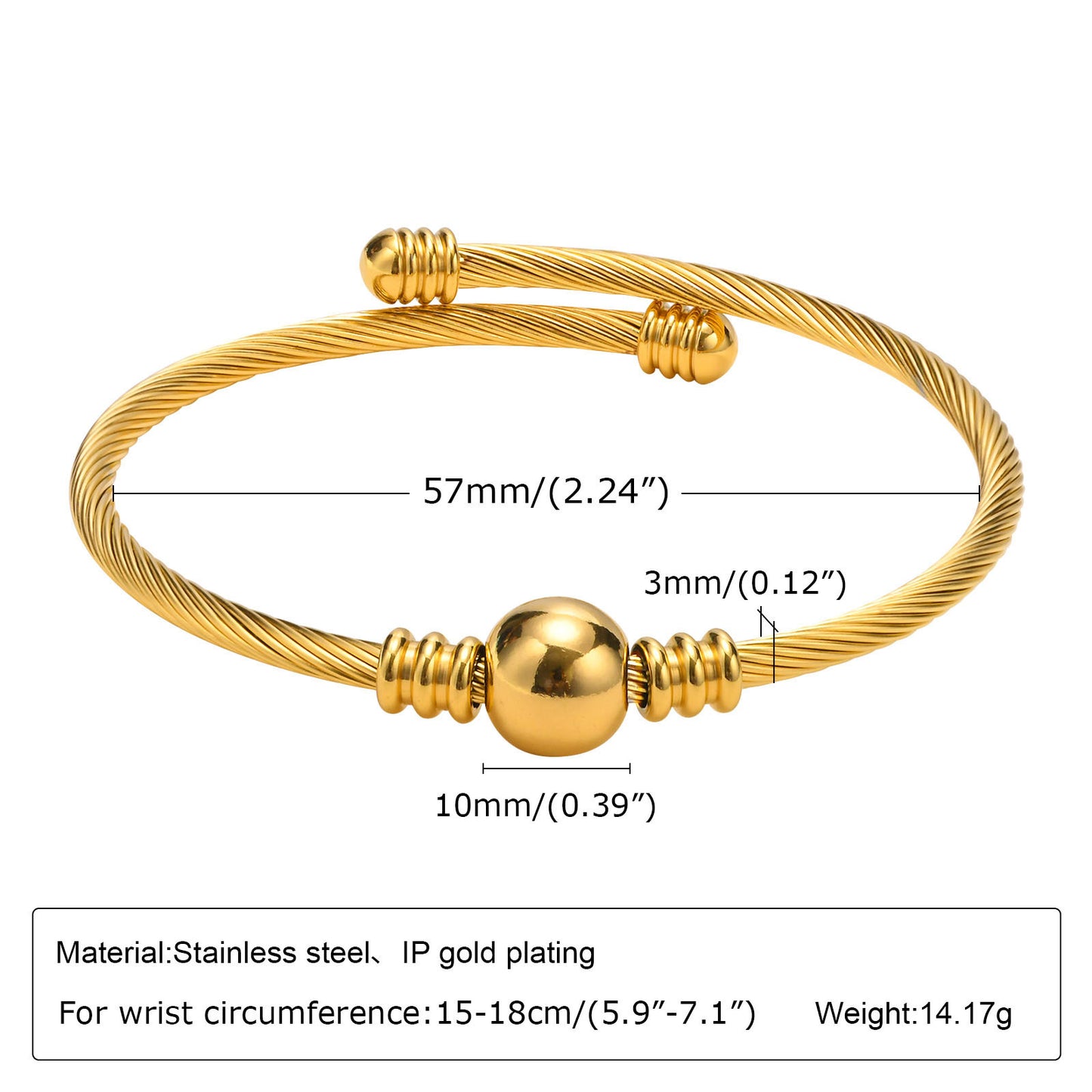 Women's Open-ended Fashion Simple Geometric Stainless Steel Gold Knotted Bracelets