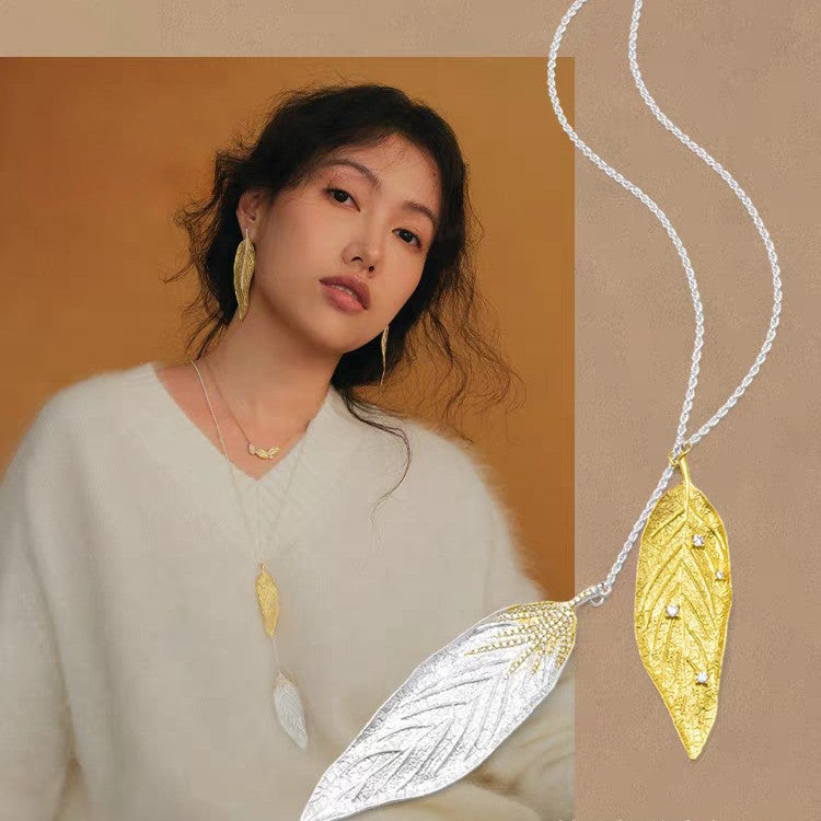Series Laurel Leaf Two-color Pull Adjustment Necklace