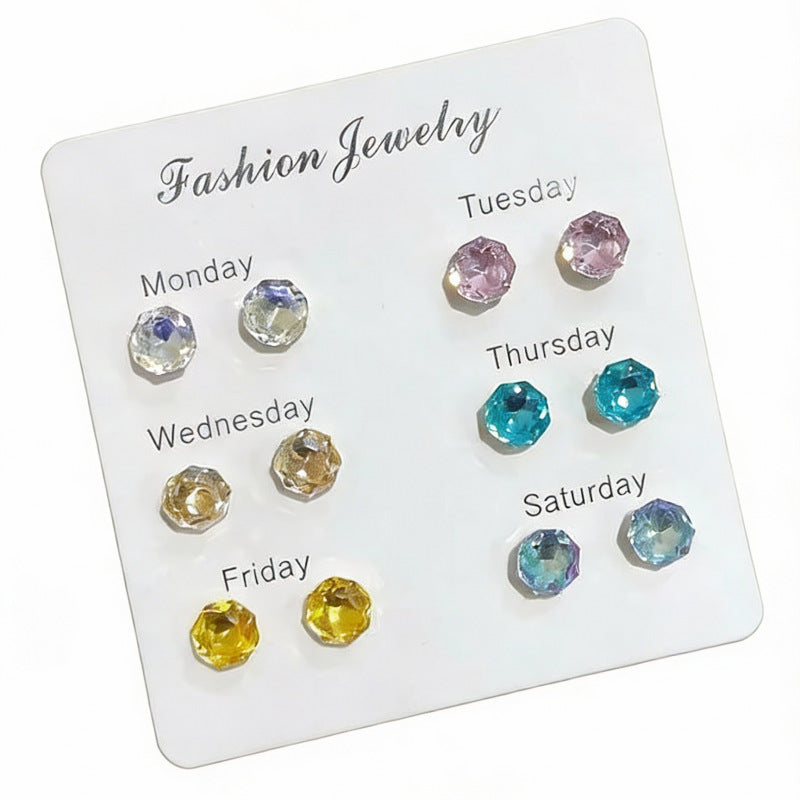 Of Super Flash Female Rose Cut Octagonal Coated Zircon Stud Earrings