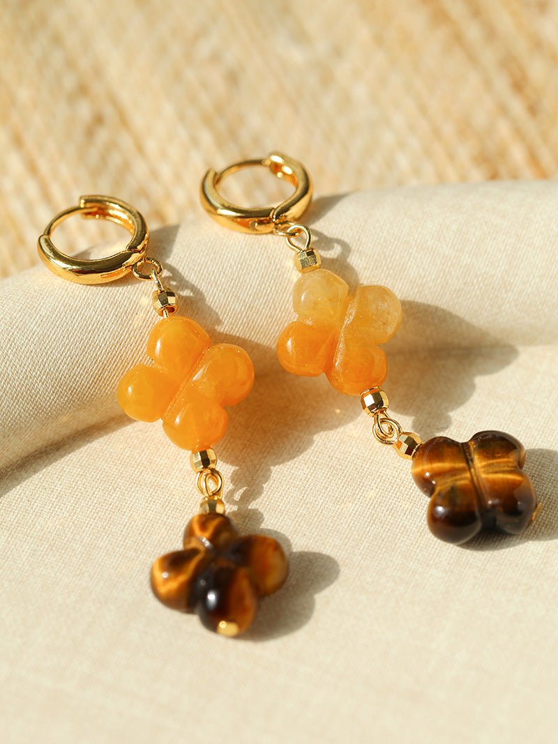 Women's Color Floret Pearl Pull High-grade Natural Stone Jewelry Set