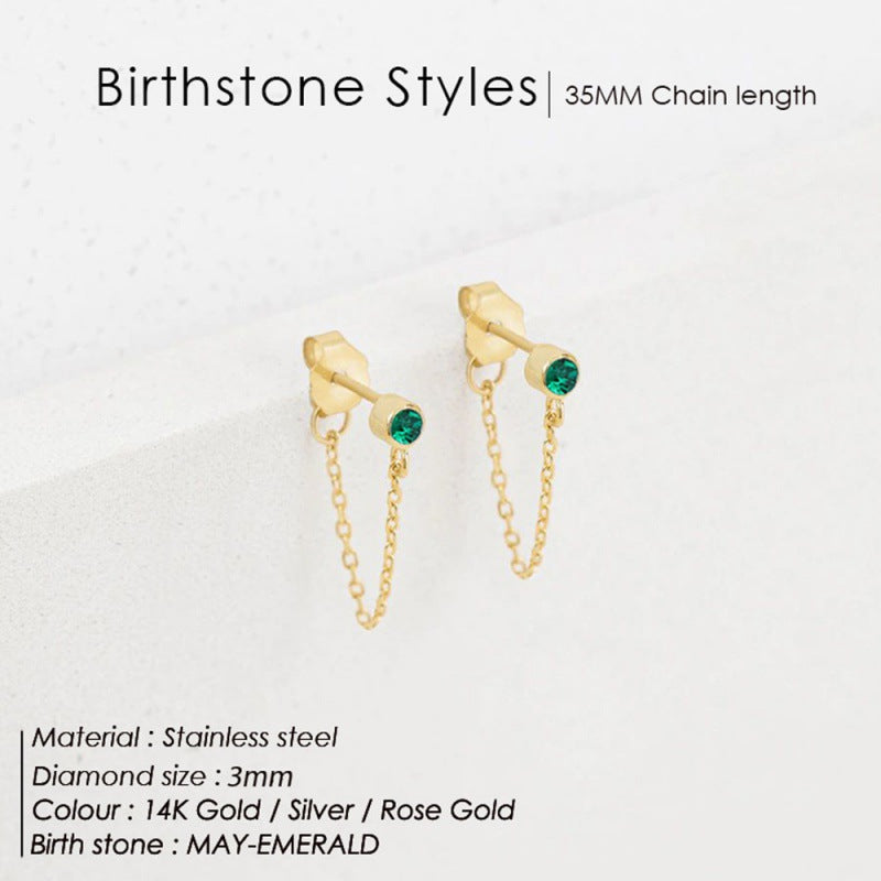 December Not Stainless Steel Tassel Light Luxury Color Earrings