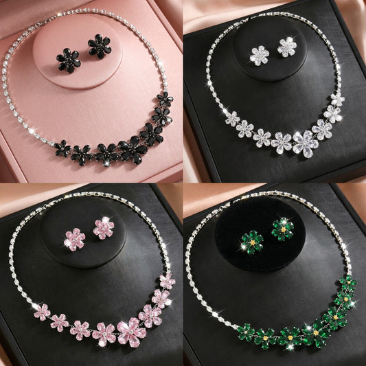 Fashion Trend Zircon Luxury Suite Flower Jewelry Set