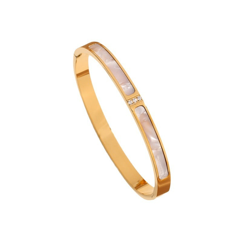 Women's Steel High-grade White Shell Fritillary Simple Bracelets