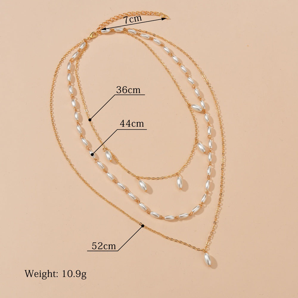 Women's Fashion Rice Pearl Vintage Chain Accessories Necklaces