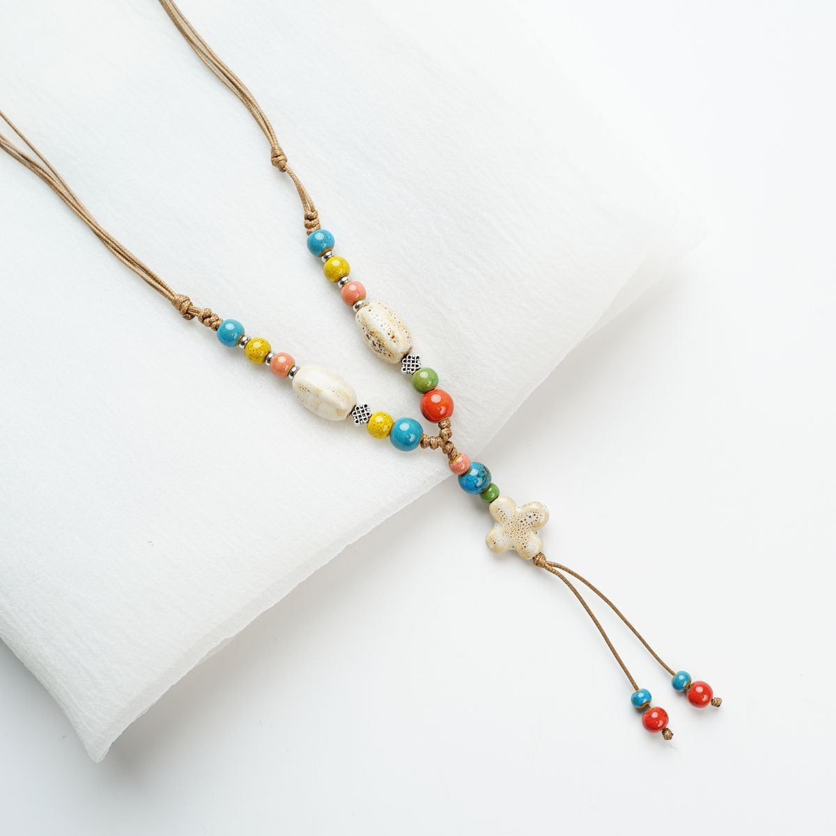 Peace Fu National Fashion Vintage Ceramic Female Longevity Necklaces