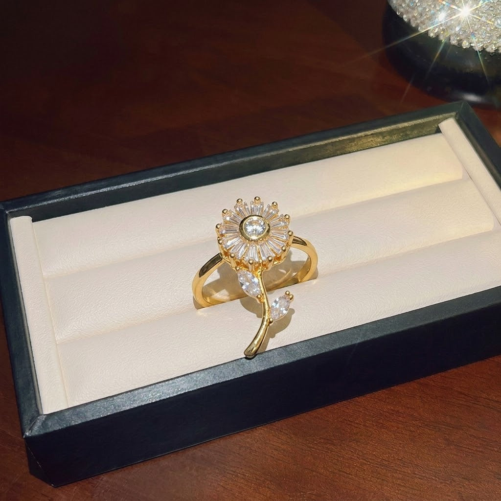 Rotating Degree Rotation Heart-shaped Zircon Clavicle Rings