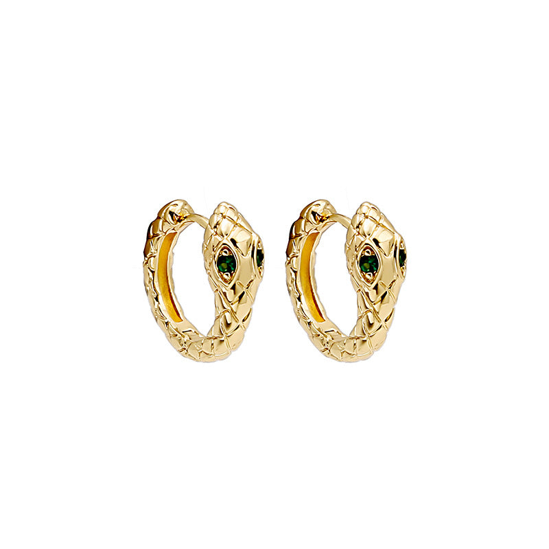 Boucles d'oreilles métalliques à clip d'oreille en forme de serpent de luxe léger