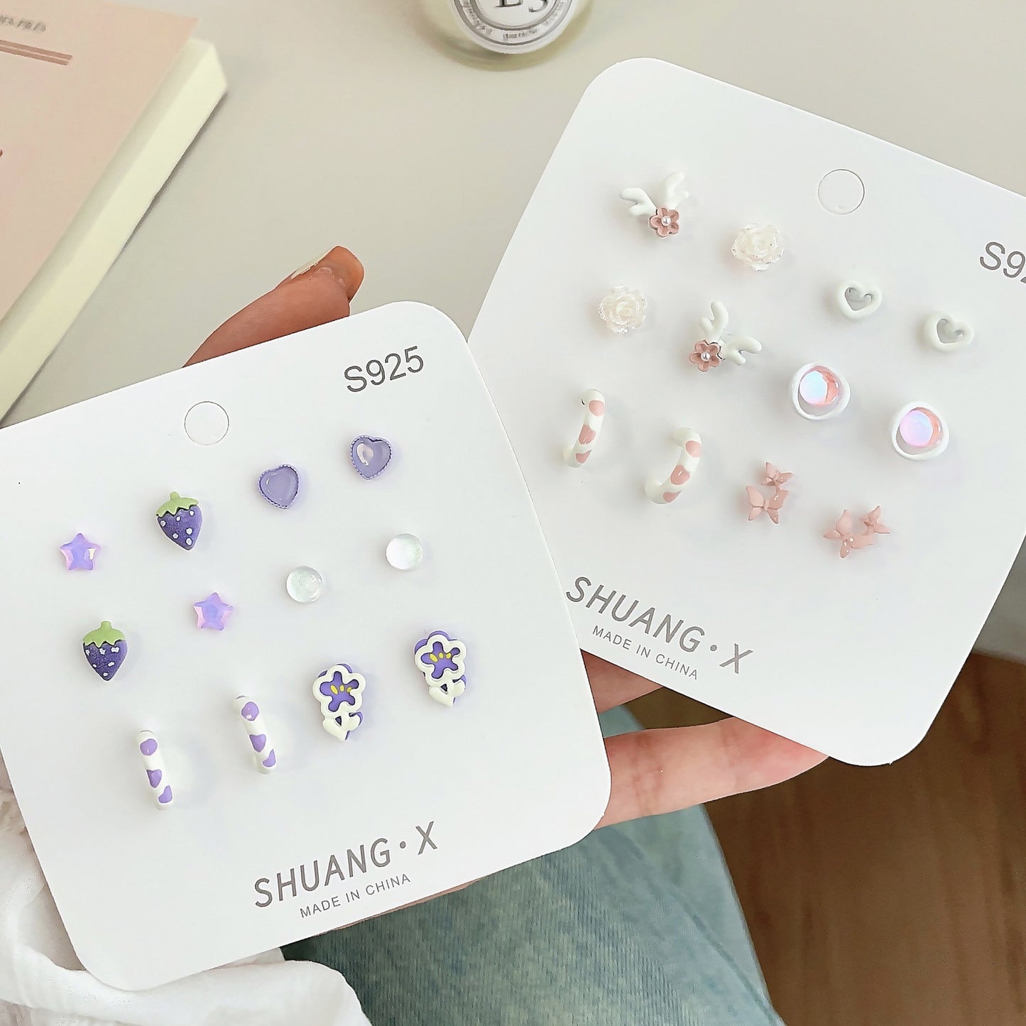 Color Shaped Ear Set Sweet Niche Mori Earrings