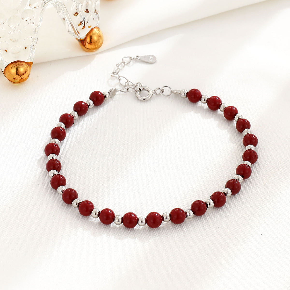 Bracelets de minorité capricieuse en perles de sable rouge et d'argent pour femmes