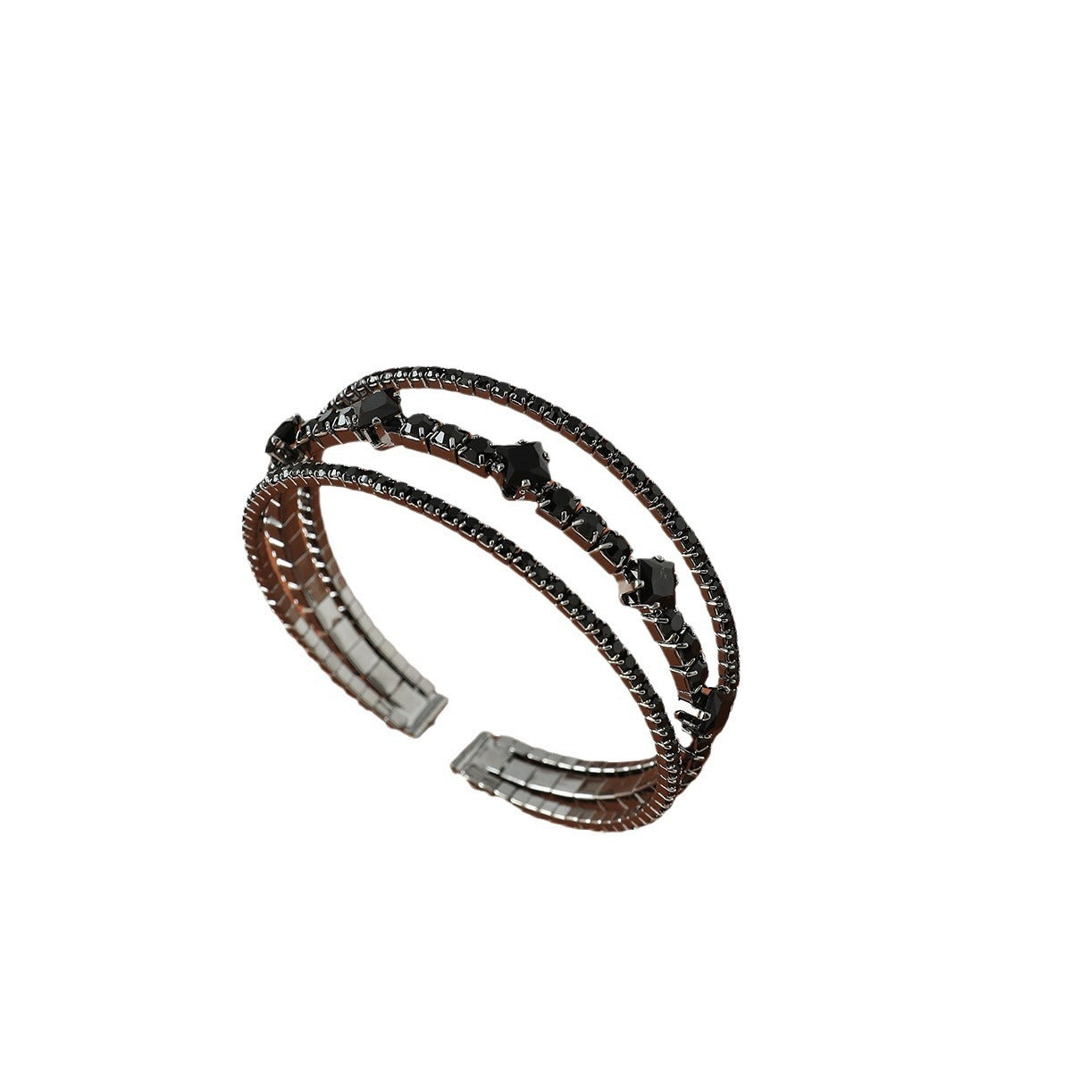Black Personalized Fashion Elastic Rhinestone Open-ended Everyday Joker Bracelets