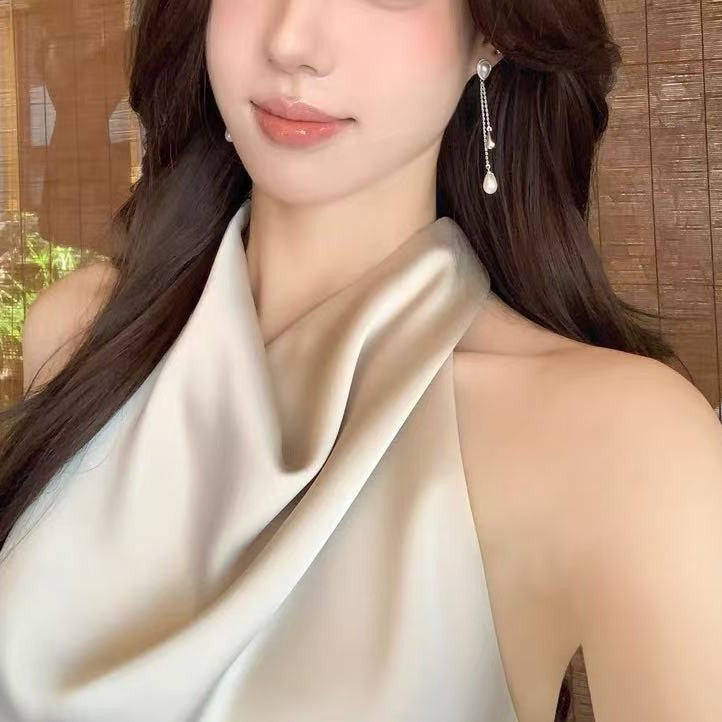 Women's Drop Pearl Long Fringe For Exquisite Versatile Square Round Earrings