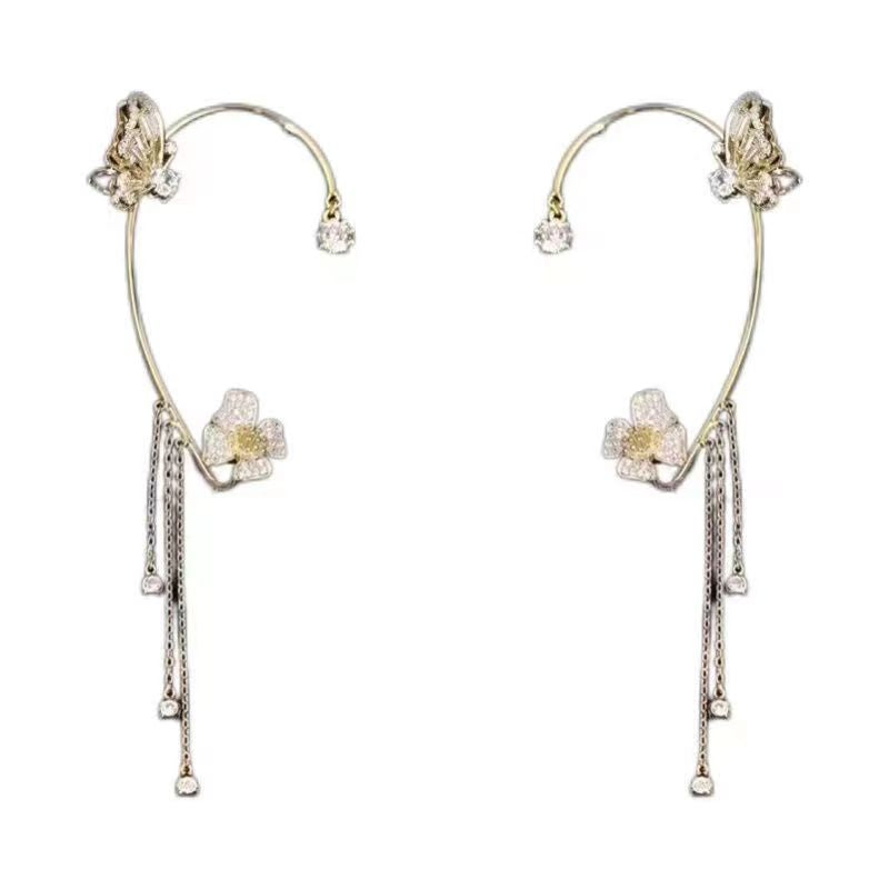 Versatile Butterfly Flower Hook Niche Tassel Ear Clip