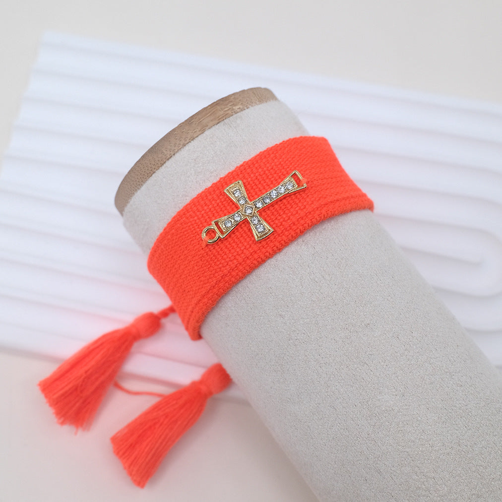 Cross Hand-woven Bohemian Embroidered Letter Wrist Bracelets