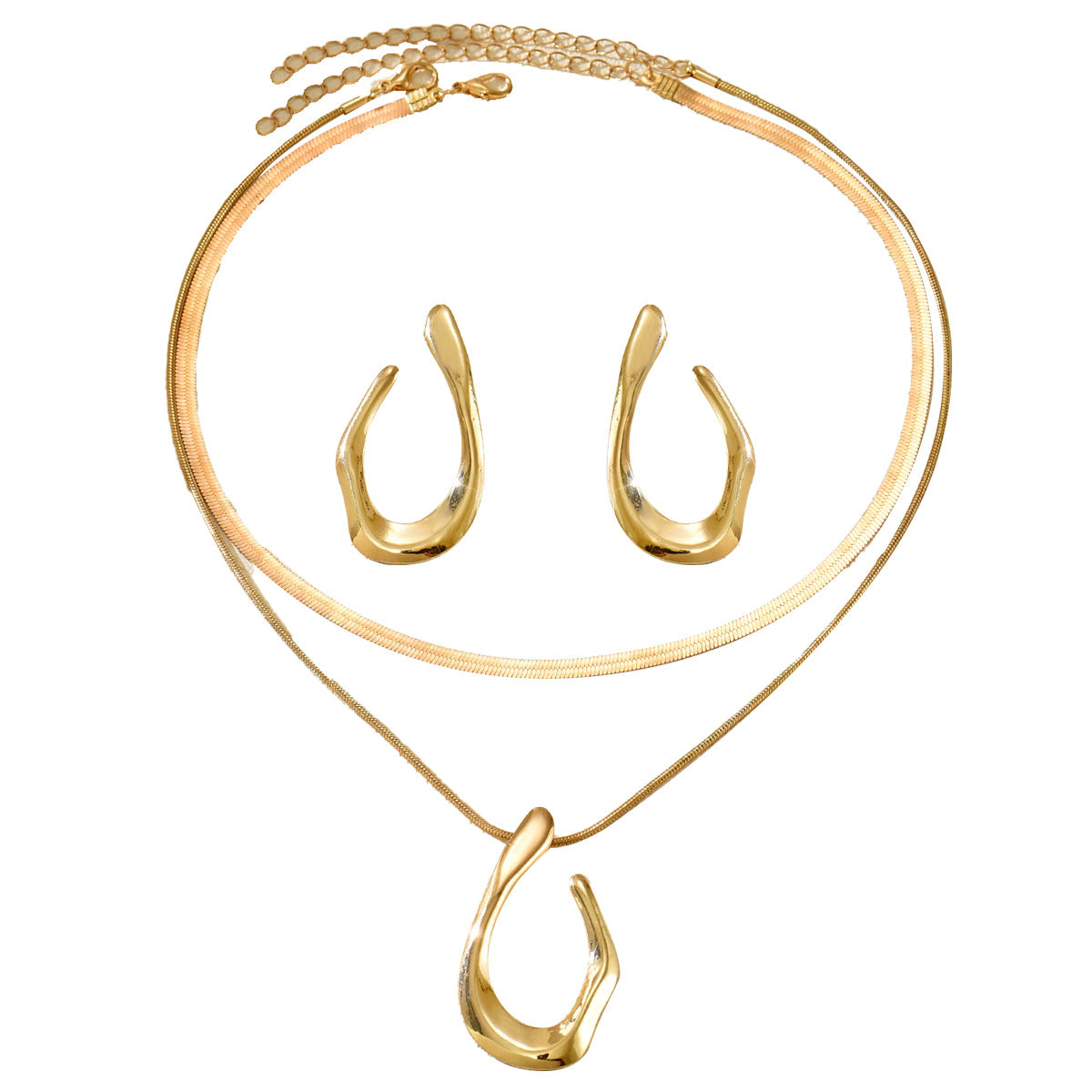 Women's Geometric Glossy U-shaped Design Versatile High-grade Jewelry Set