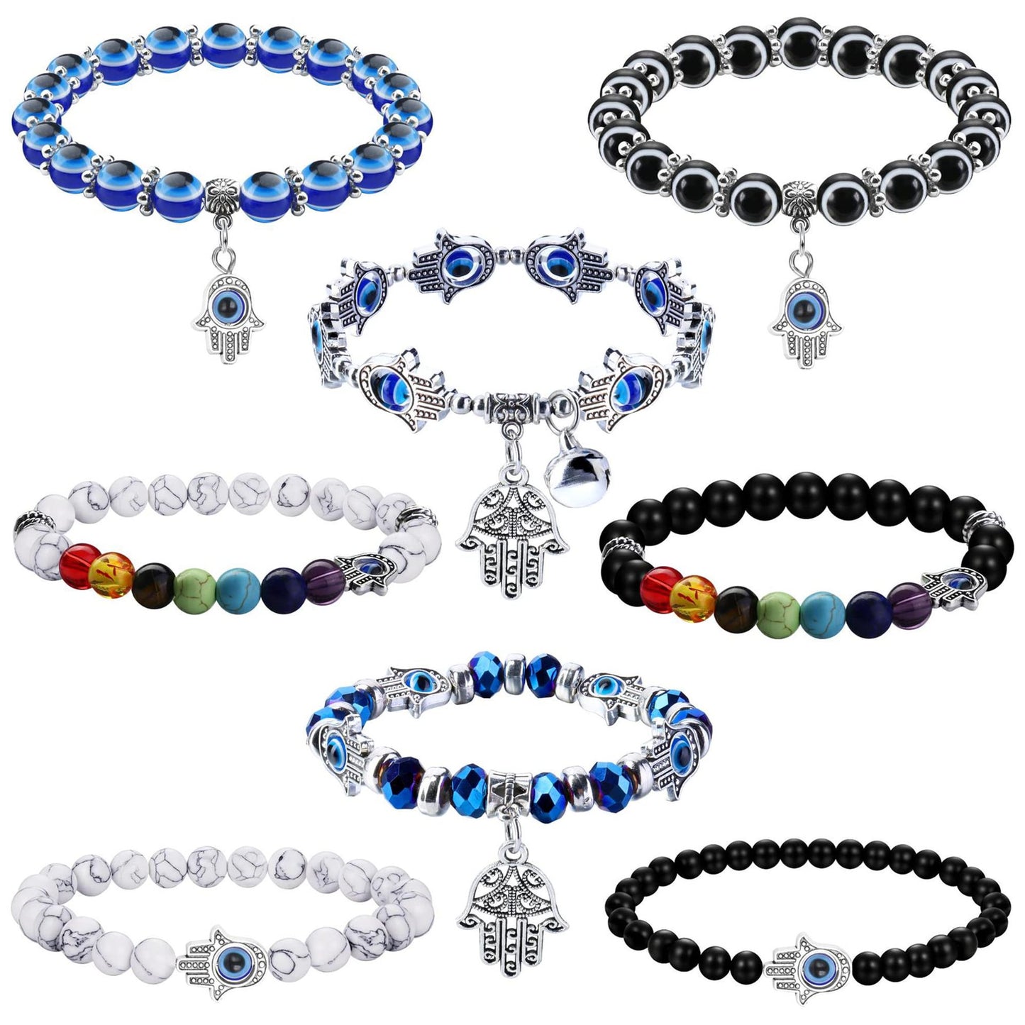 Devil Eye Fatima Palm Beaded Resin Glaze Blue Eyes Bracelets