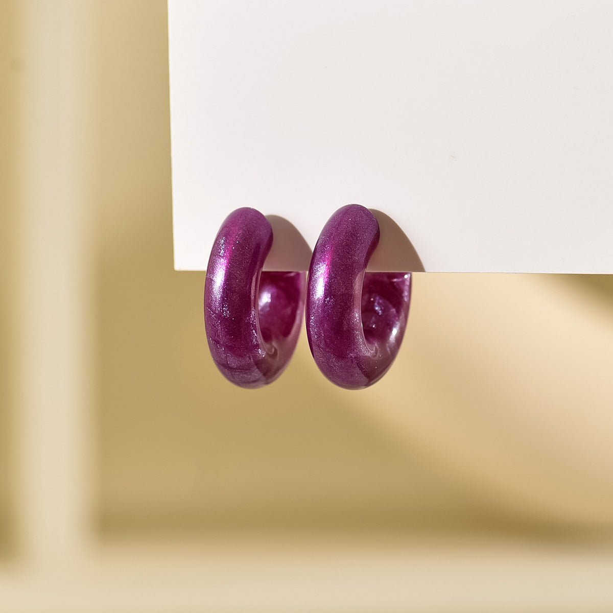 Small Ear Trendy Exquisite Acrylic Candy Color Rubber Effect Paint Rings