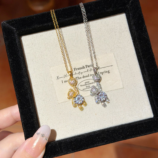 Female With Hearts Zircon Bear Light Luxury Pendants