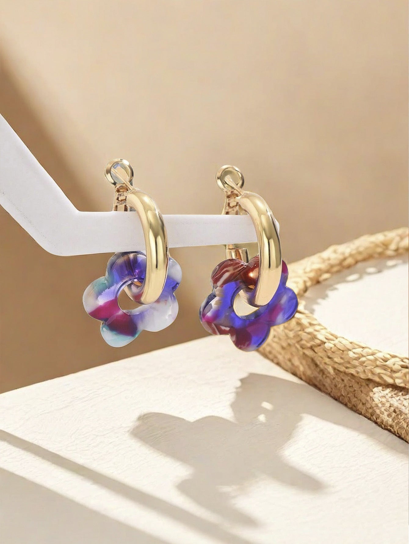 Women's Fashion Beautiful Flowers For Niche Design Colorful Rings