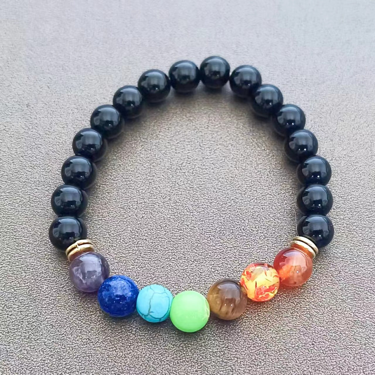 Colorful Natural Stone Alloy Volcanic Rock Bracelets