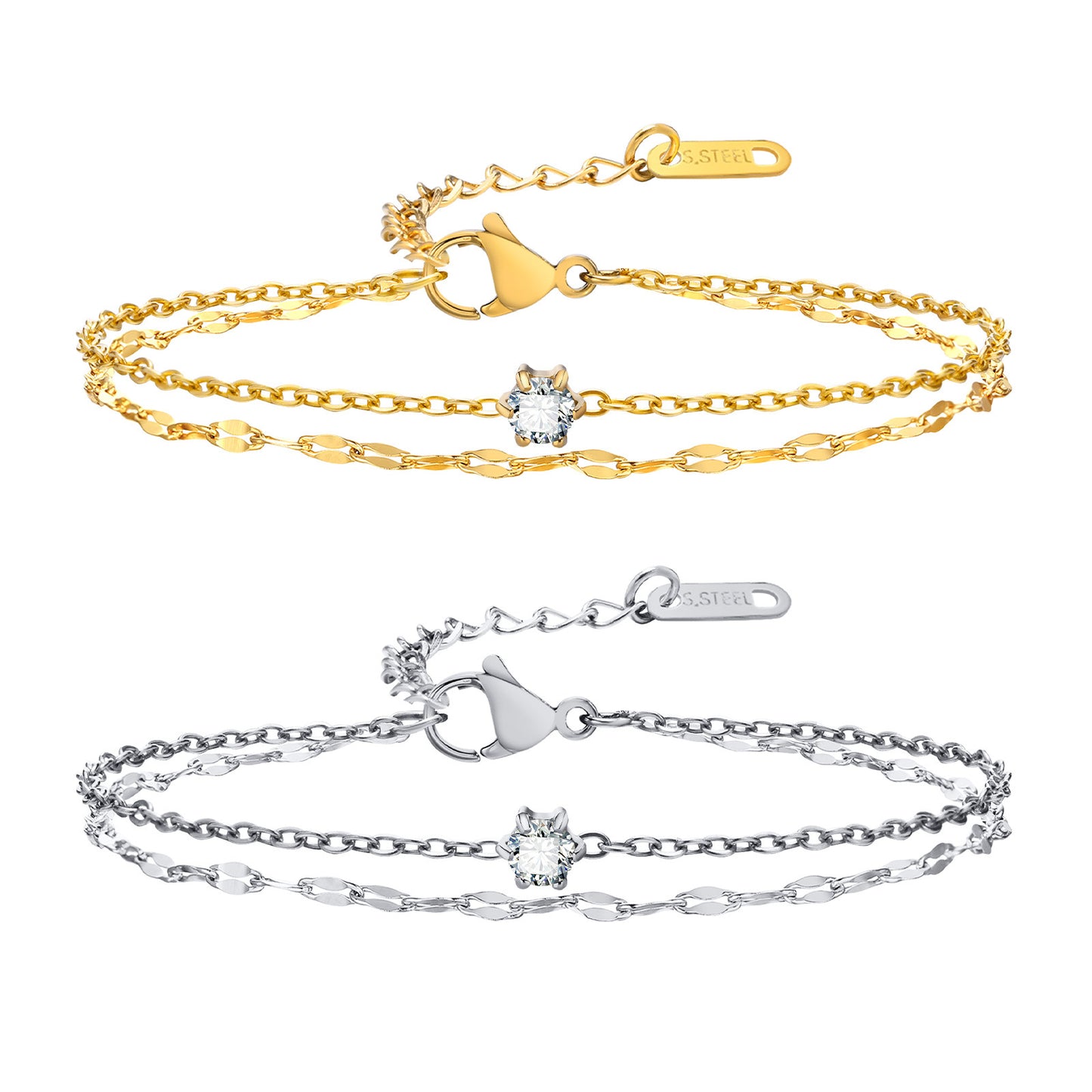 Petits bracelets simples en acier plaqué or pour femmes