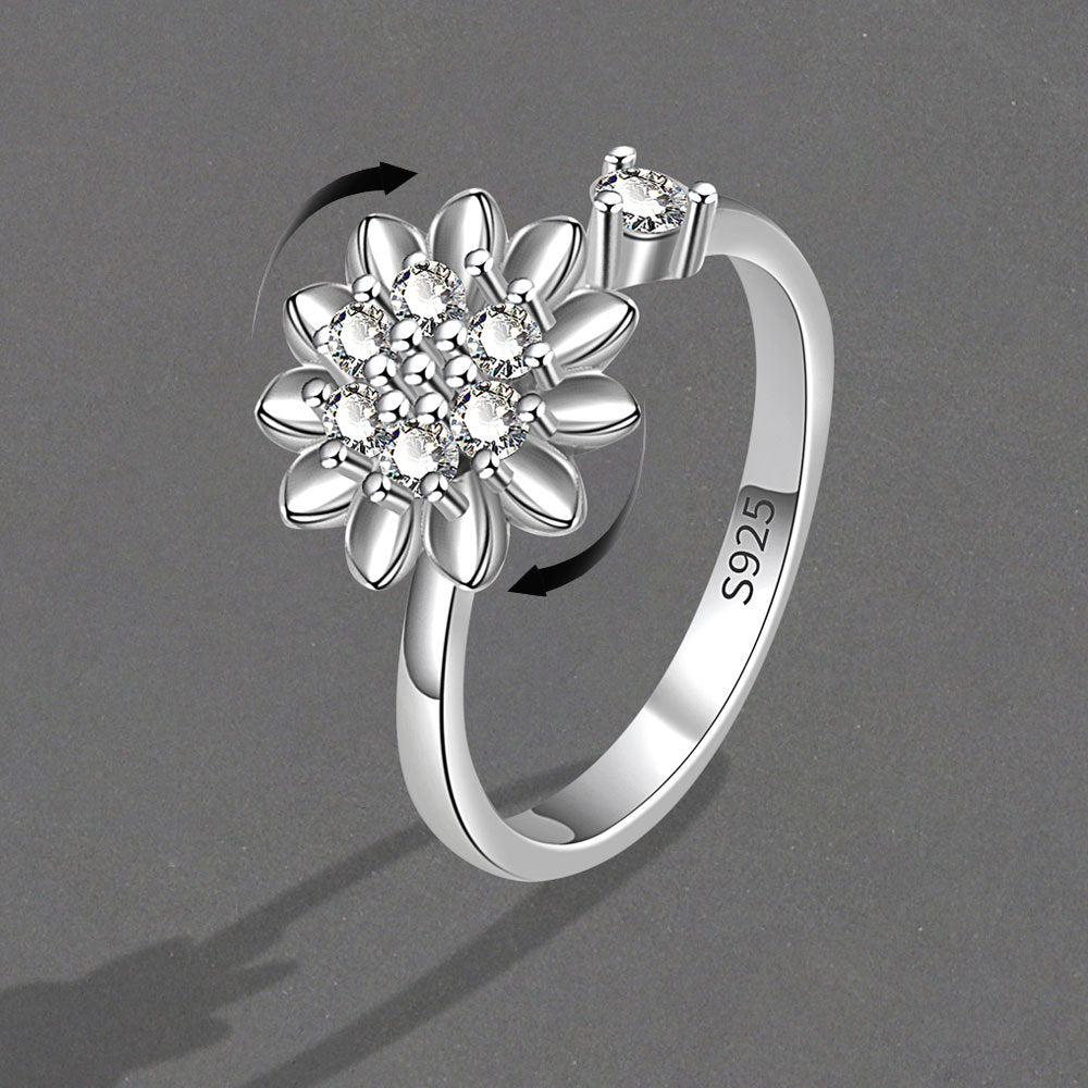 Classic Adjustable Sunflower Spinning Simple Flower Rings