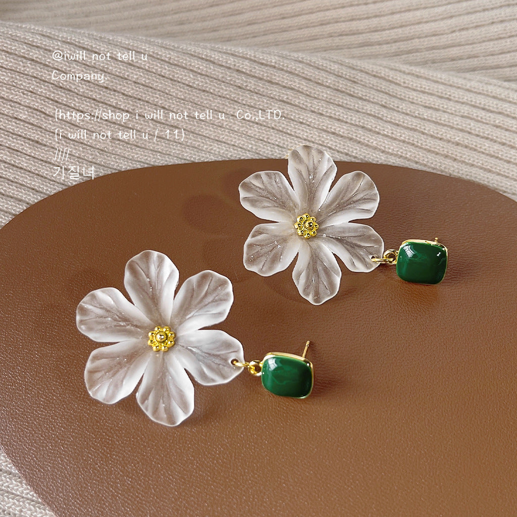 Plated Acrylic Flower Temperament Elegant Simple Earrings