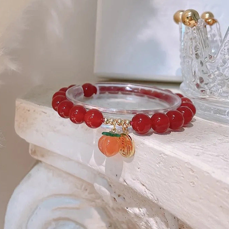 Bracelets féminins en cristal de pêches d'agate rouge du sud naturel