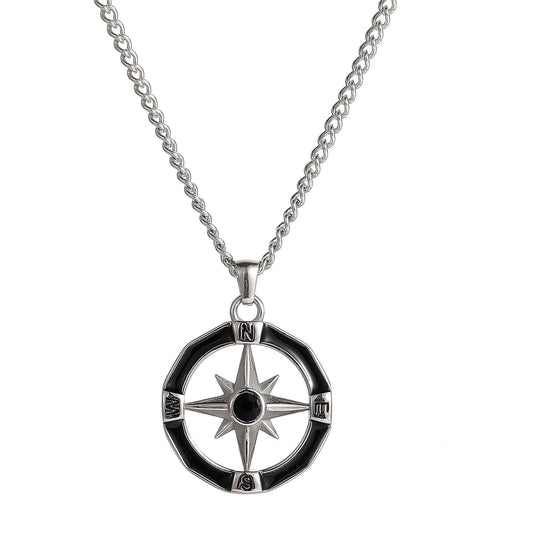 Asterism Compass Fashion Boys Colliers simples en titane de haute qualité