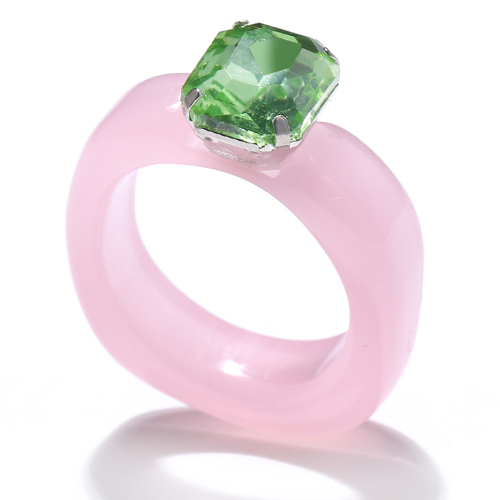 Colored Gemstone Diamond Resin Index Finger Rings