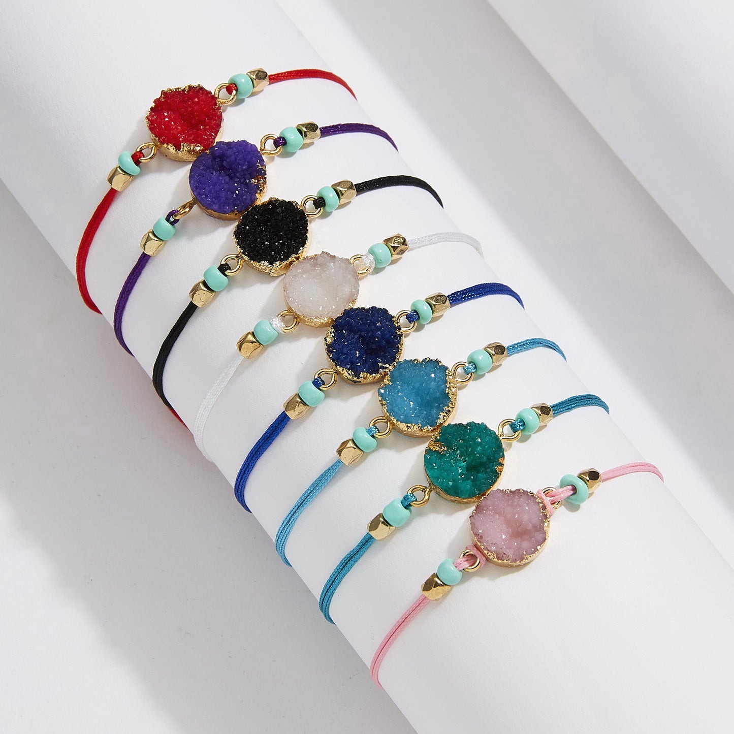 Natural Stone Imitated Geometric Round Resin Bracelets