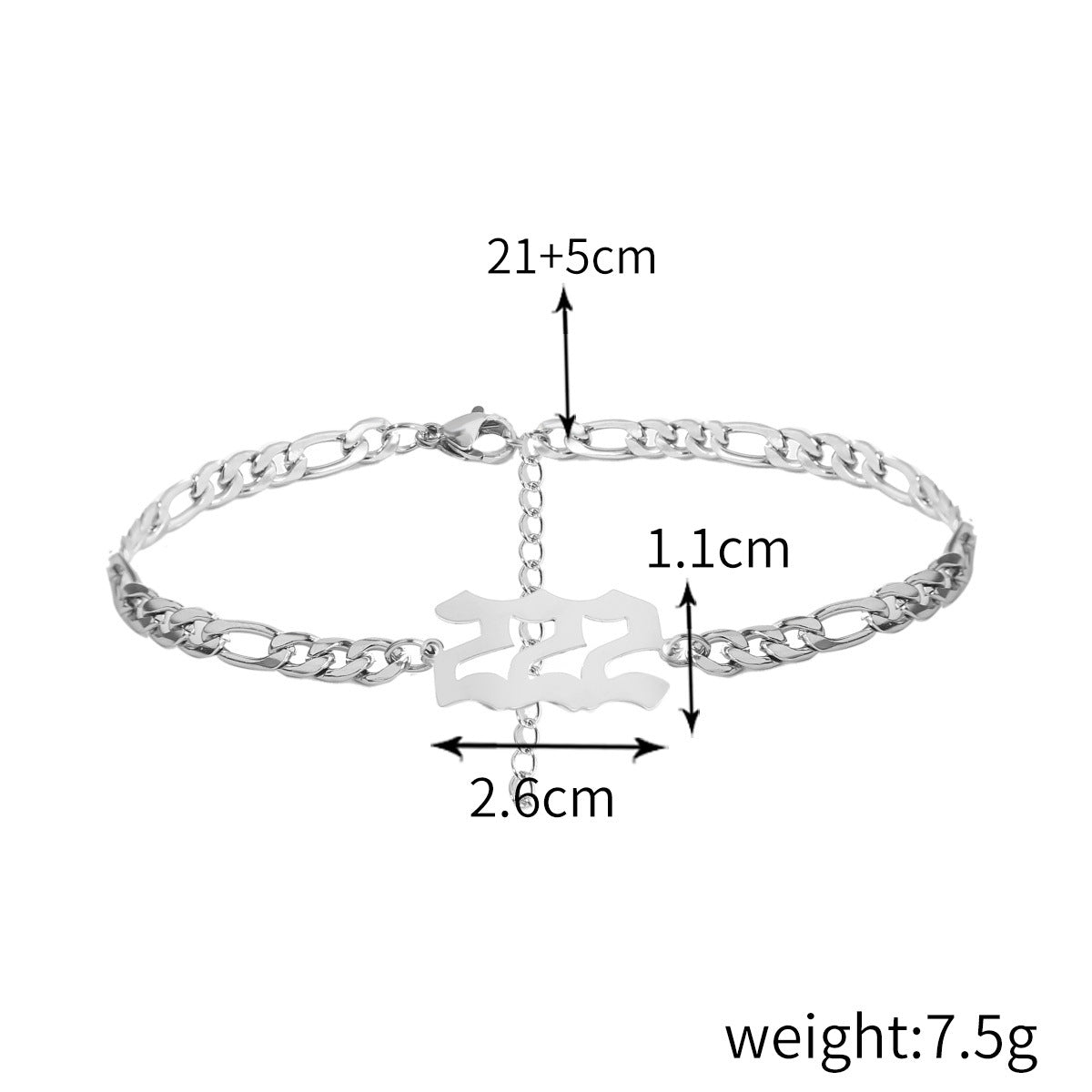 Women's Digital Titanium Steel Pendant Anklet Stainless Bracelets