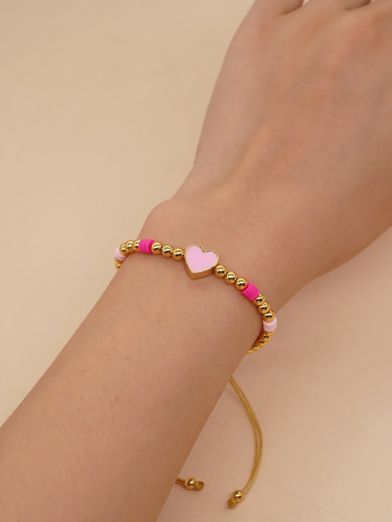 Damen-Armbänder im einfachen Polymer-Ton-Kupferperlen-Rosa-Stil