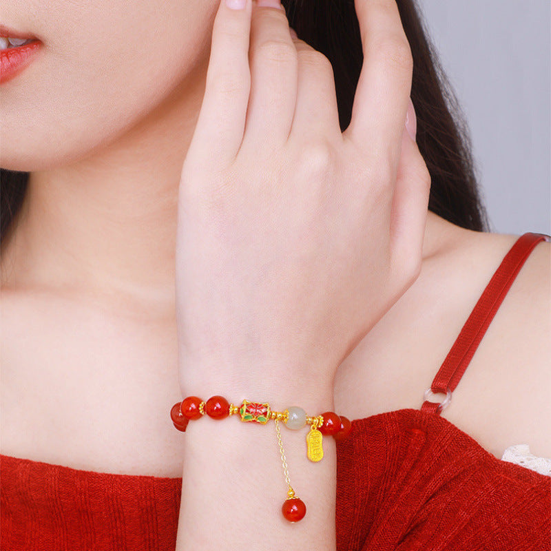 Female Design Jequirity Bean Beaded Lucky Bracelets