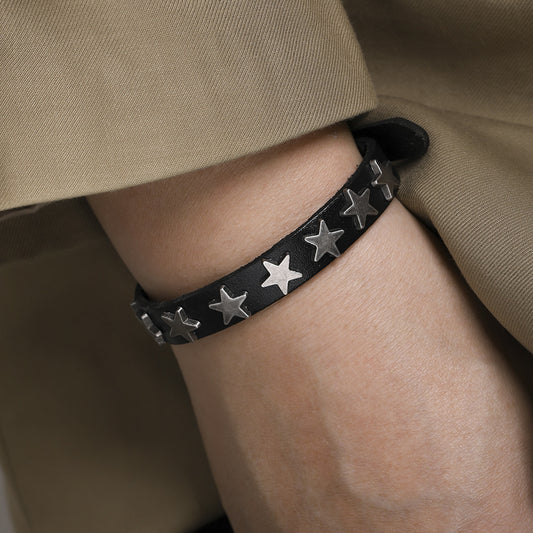 Ornements rétro punk pour femmes, hommes et bracelets étoiles à cinq branches