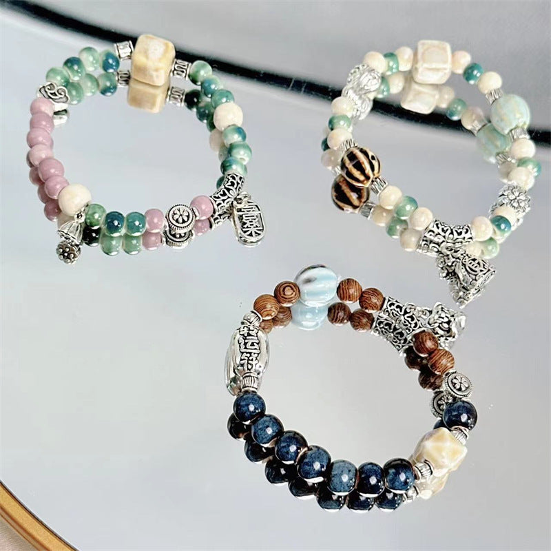 Chinese Style Single Circle Ceramic Female Bracelets