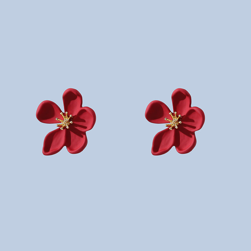 Red Flowers Style Niche Design Temperament Entry Earrings