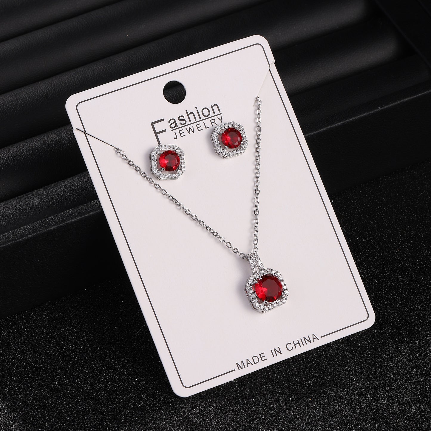 Live Broadcast Zircon Full Diamond Perfume Bottle Square Bag Earings Jewelry Set