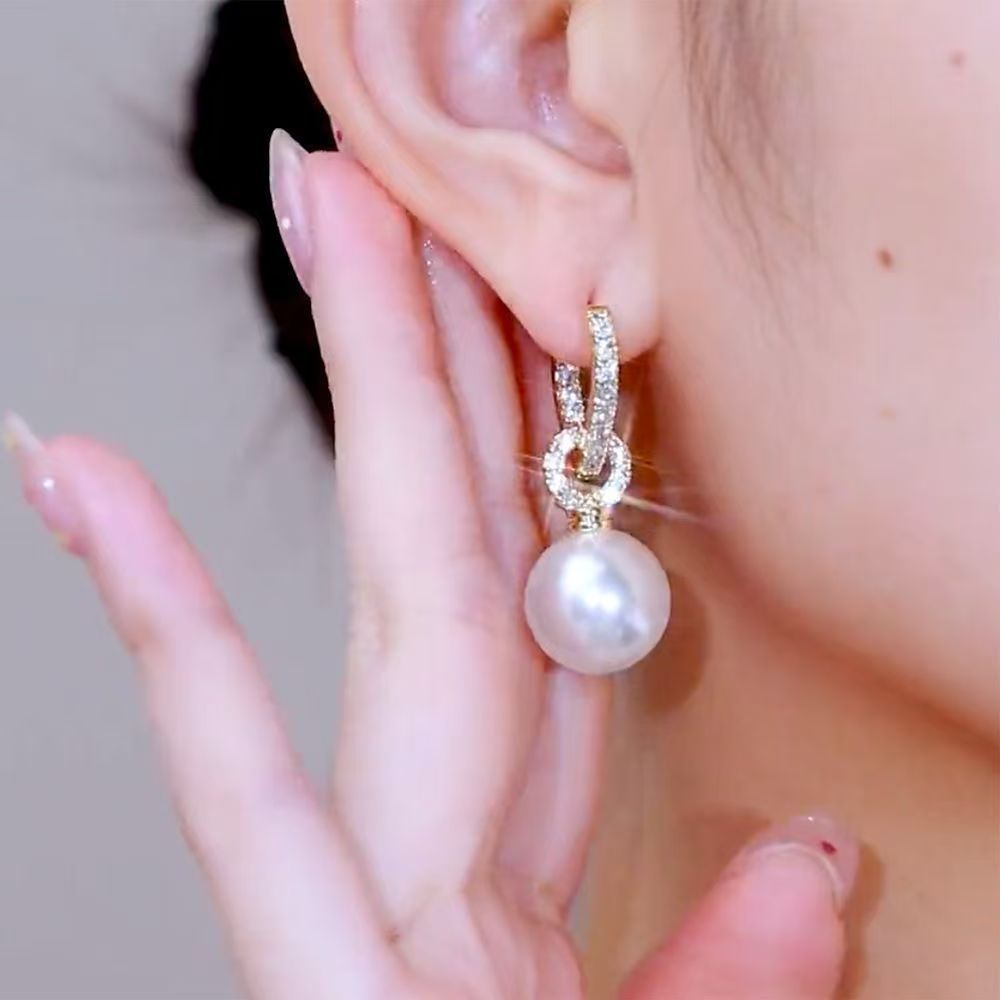 Pearl Ear Clip Heart-shaped Simple All Match Elegant Special Interest Rings
