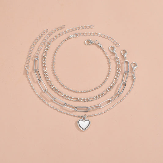 Bracelets d'ornement en métal réglables avec chaîne à pendentif d'amour