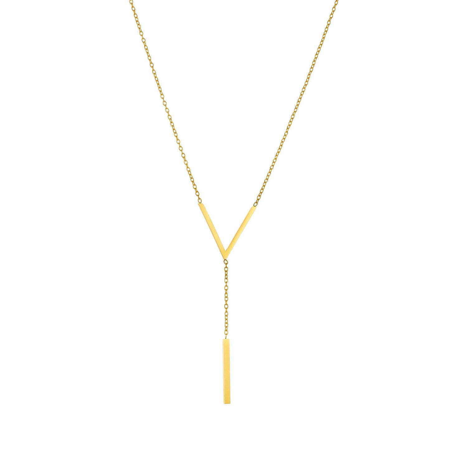 Thin Personalized Long Tassel Y-shaped Clavicle Chain Titanium Steel Gold Necklace