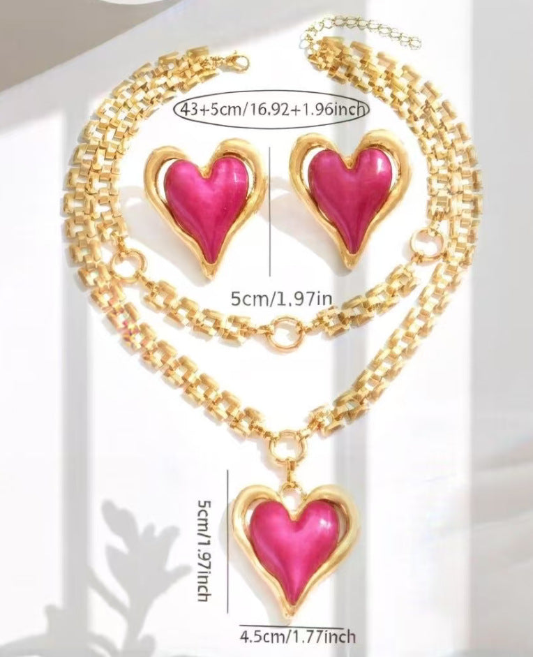 Valentine's Day Exaggerated Oversized Heart Temperament Jewelry Set