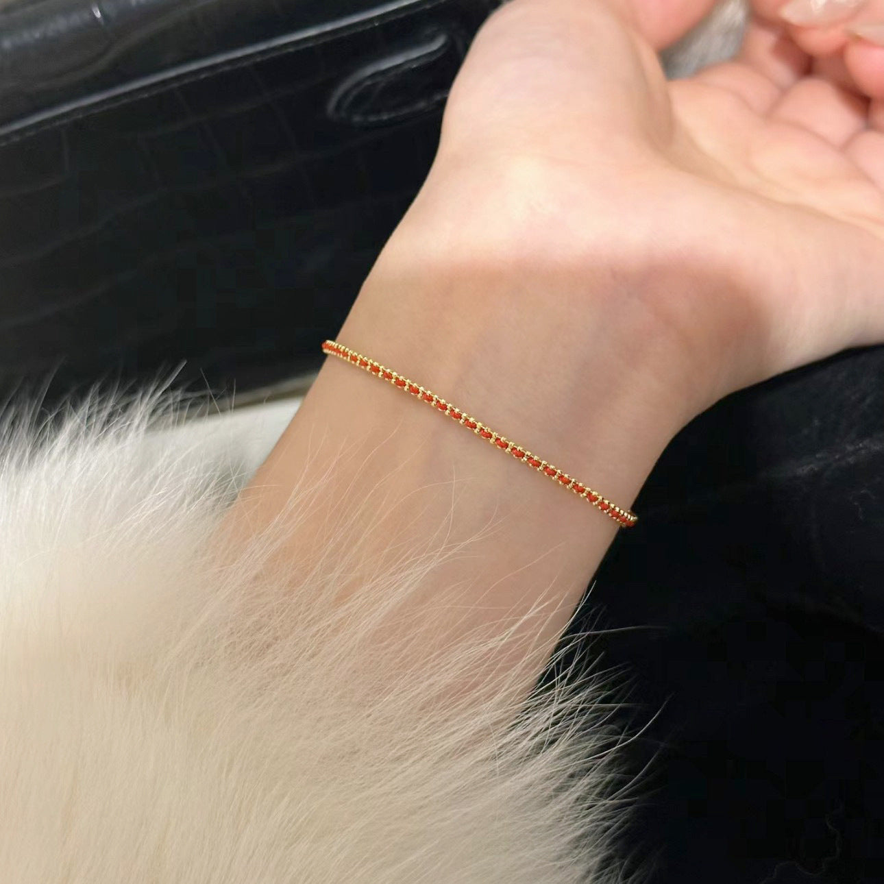 Round Beads Gold Woven High-grade Light Luxury Exquisite Red Bracelets
