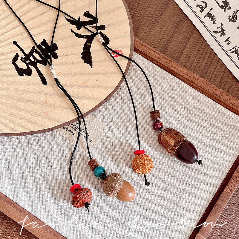 Women's Ceramic Pine Nuts Woven Retro Ethnic Style Fashion Necklace