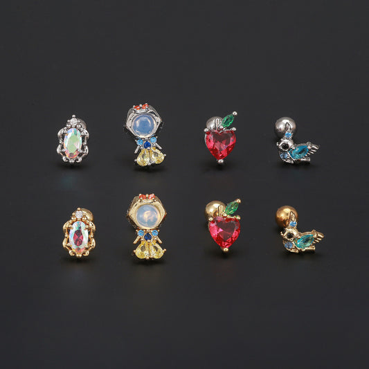 Color Zircon Ear Bone Light Luxury Cartoon Princess Earrings