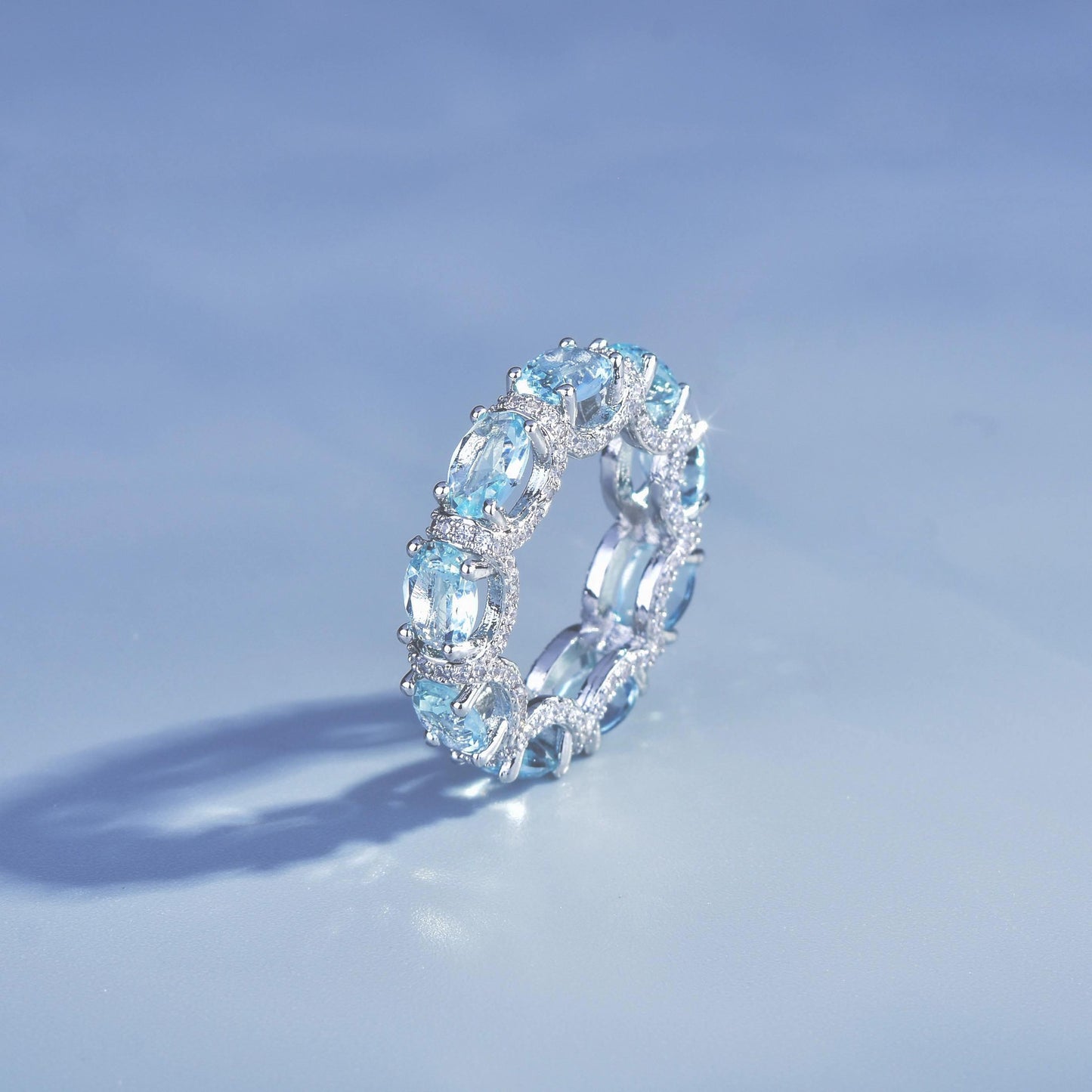 Stackable Star River Princess Lace Aquamarine Rings