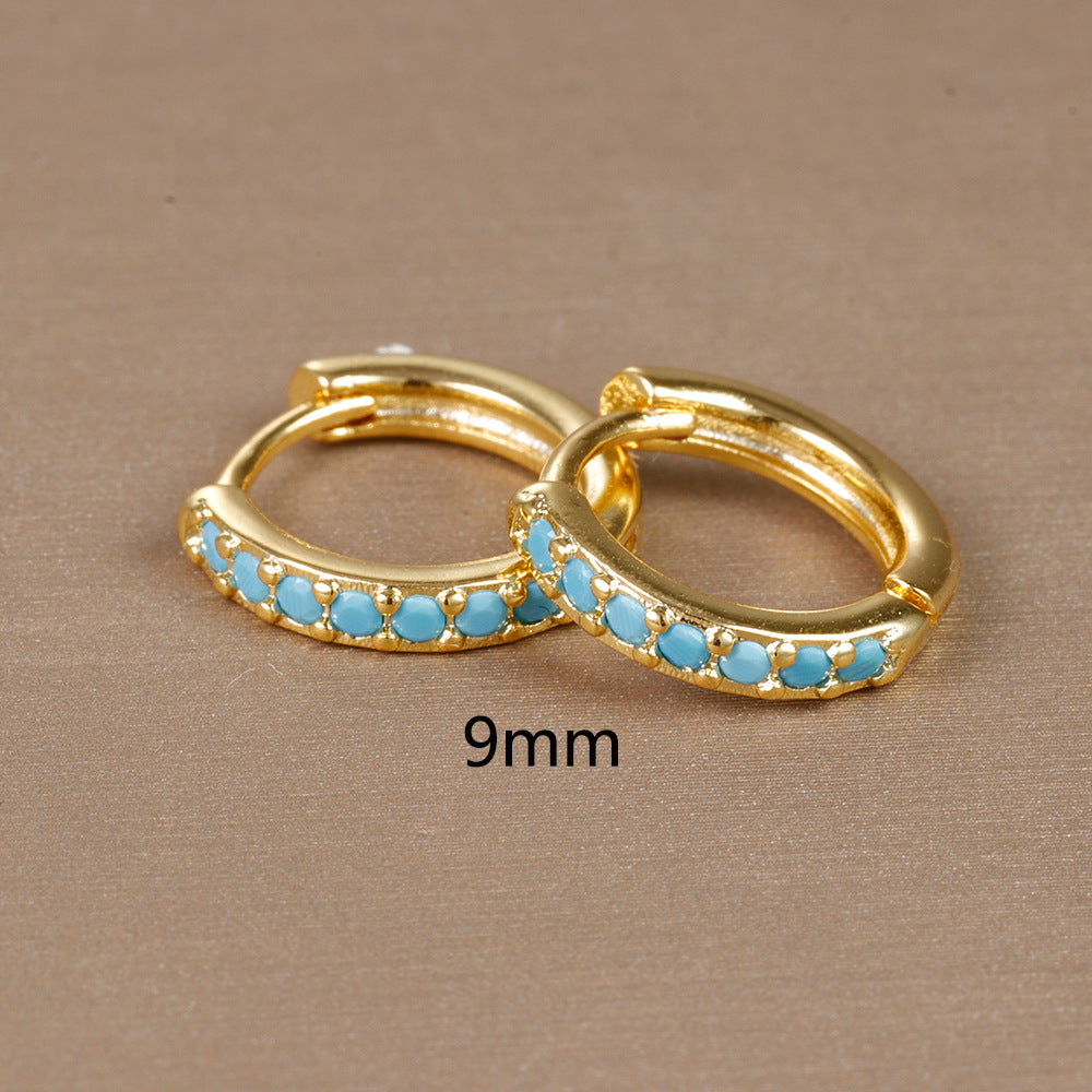 Simple Eardrop Blue Pine Zircon Circle Ear Bracelets