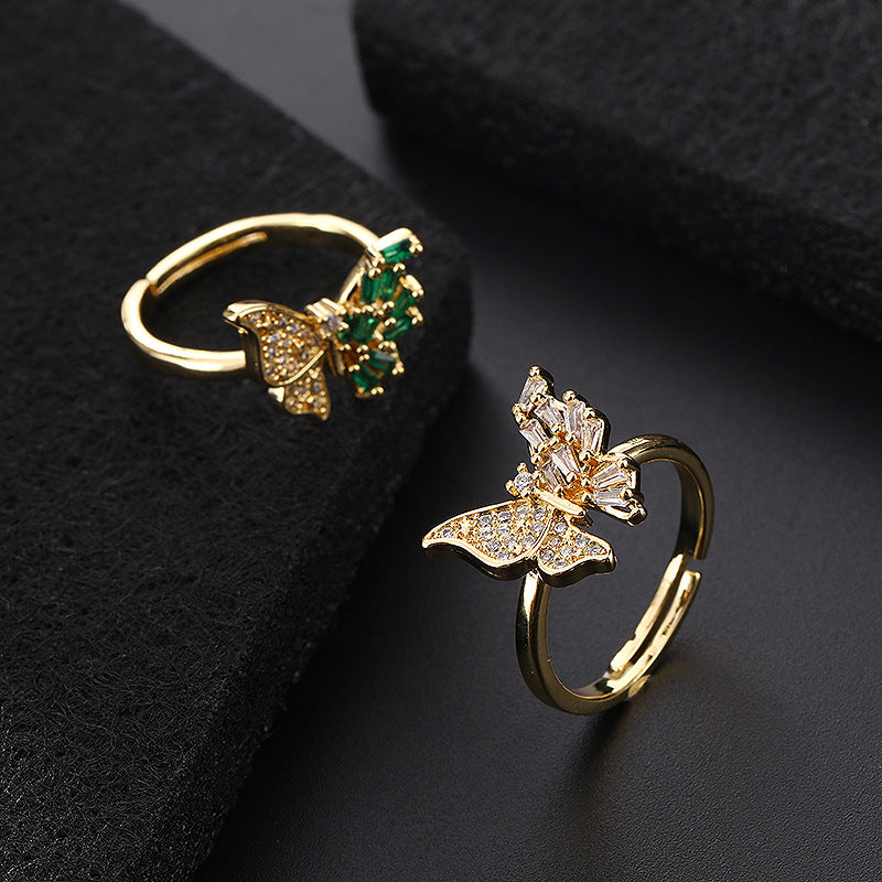 Women's Super Flash Zircon Trendy Butterfly Premium Rings